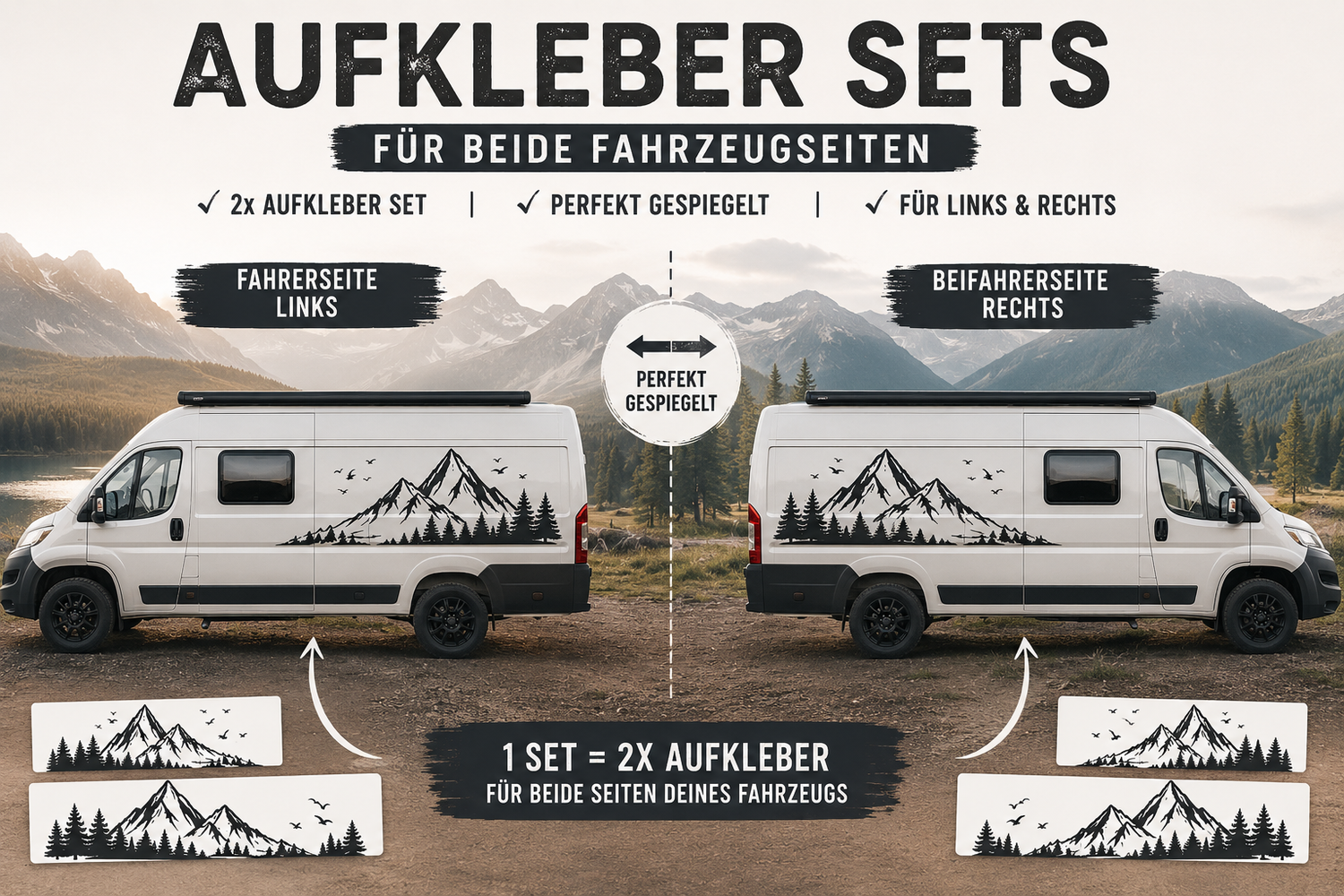 Sets gespiegelt für beide Fahrzeugseiten