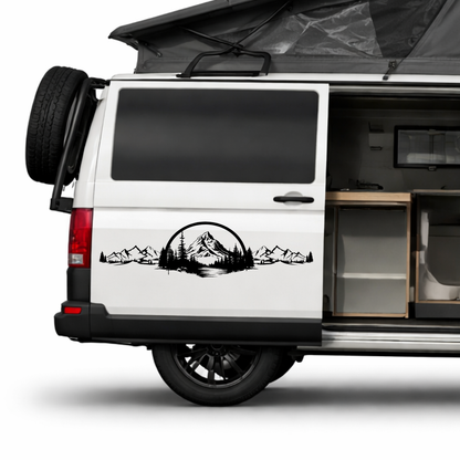Camping Aufkleber Berge Wald See – Wohnmobil & Camper Van Sticker – Outdoor Natur Design für Wohnwagen, Bus & Kastenwagen