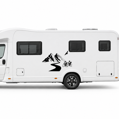 Fahrrad & Berge Aufkleber für Wohnmobil und Camper | Radsport-Fahrzeugaufkleber
