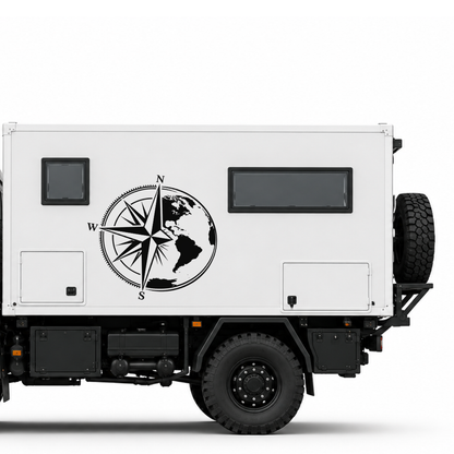 Kompass & Weltkugel – Camper Aufkleber