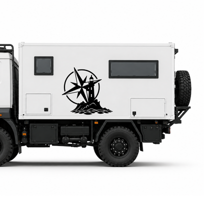 Leuchtturm & Kompass Aufkleber für Wohnmobil, Wohnwagen und Camper | Maritimer Fahrzeugaufkleber