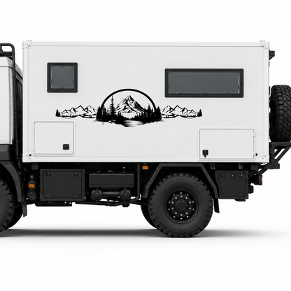 Camping Aufkleber Berge Wald See – Wohnmobil & Camper Van Sticker – Outdoor Natur Design für Wohnwagen, Bus & Kastenwagen