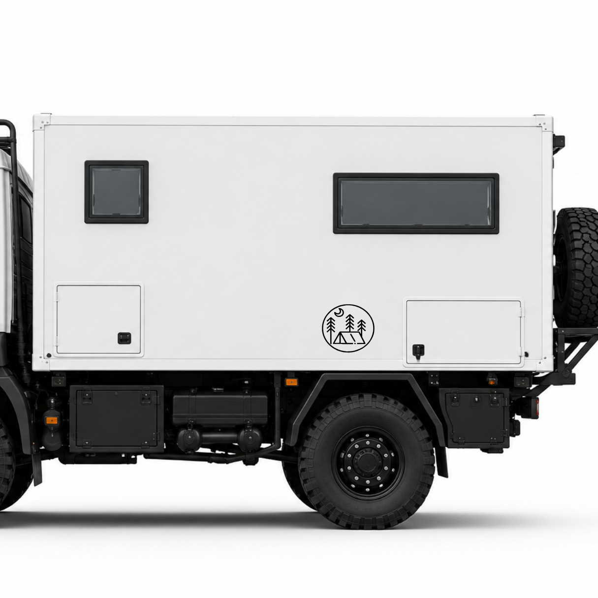 Camping Logo Aufkleber mit Zelt & Wald – Outdoor Sticker für Wohnmobil, Camper & Van aus ORACAL® Folie