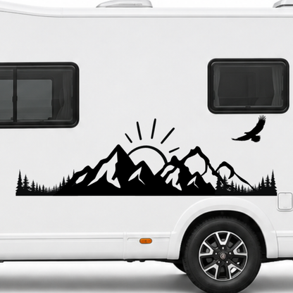 Berge, Wald & Adler Aufkleber für Wohnmobil, Wohnwagen und Camper