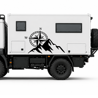 Kompass Berge Wohnwagen Aufkleber | Camping Aufkleber für Wohnmobil & Caravan | ORACAL® Premiumfolie