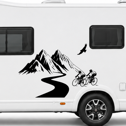 Fahrrad & Berge Aufkleber für Wohnmobil und Camper | Radsport-Fahrzeugaufkleber