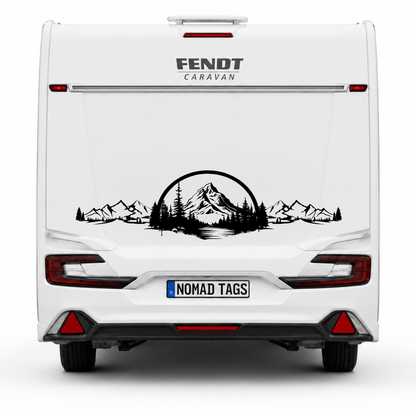 Camping Aufkleber Berge Wald See – Wohnmobil & Camper Van Sticker – Outdoor Natur Design für Wohnwagen, Bus & Kastenwagen