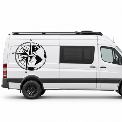 Kompass & Weltkugel – Camper Aufkleber