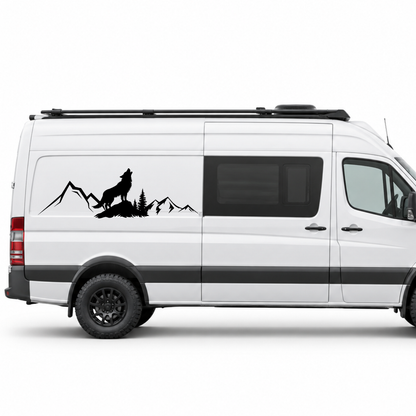 Wolf & Berge Aufkleber für Wohnmobil, Wohnwagen und Camper
