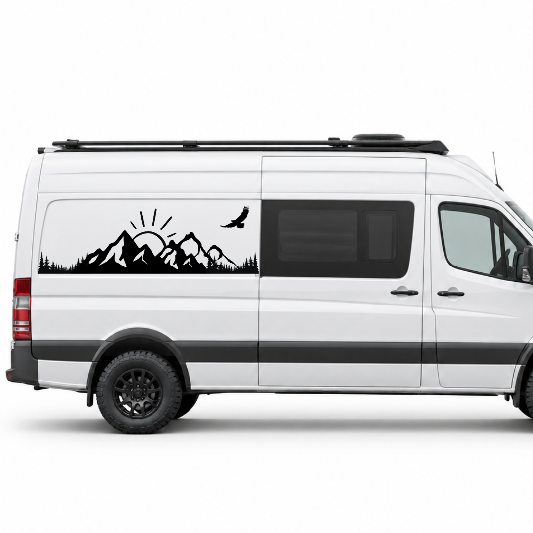 Berge, Wald & Adler Aufkleber für Wohnmobil, Wohnwagen und Camper
