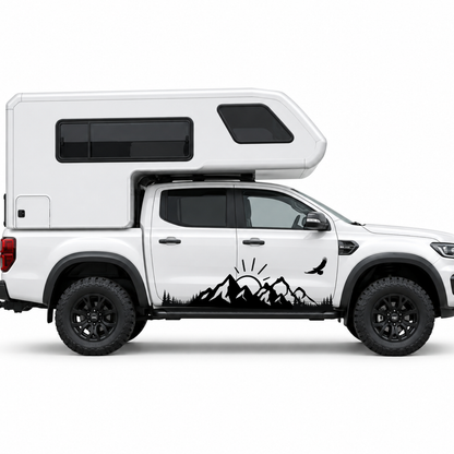 Berge, Wald & Adler Aufkleber für Wohnmobil, Wohnwagen und Camper