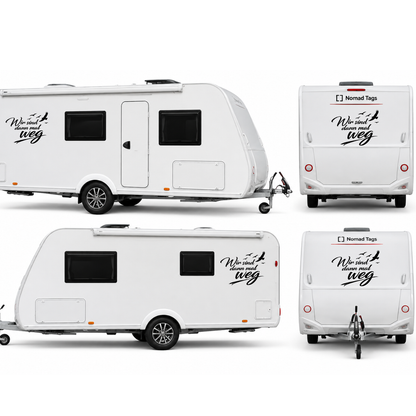 Wir sind dann mal weg – Camper Aufkleber mit Vögeln
