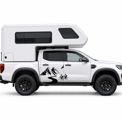 Fahrrad & Berge Aufkleber für Wohnmobil und Camper | Radsport-Fahrzeugaufkleber