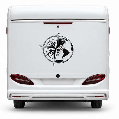 Kompass & Weltkugel – Camper Aufkleber