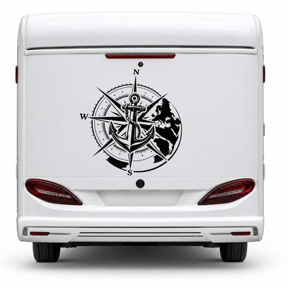 Kompass, Anker & Weltkugel – Camper Aufkleber