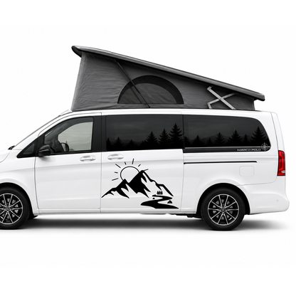 Berge mit Fluss Aufkleber für Wohnmobil, Camper & Offroad – Wetterfester Vanlife Sticker aus ORACAL® Folie