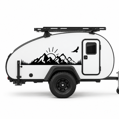 Berge, Wald & Adler Aufkleber für Wohnmobil, Wohnwagen und Camper
