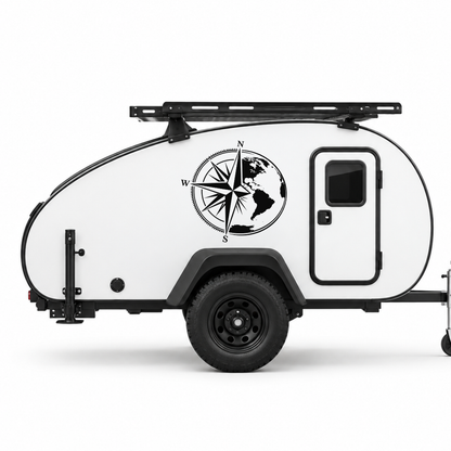Kompass & Weltkugel – Camper Aufkleber