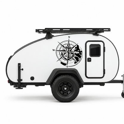 Kompass, Anker & Weltkugel – Camper Aufkleber
