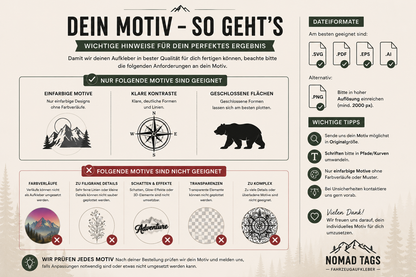Eigener Aufkleber nach Wunschmotiv – Individueller Fahrzeugaufkleber aus ORACAL® Folie für Camper, Wohnmobil & Van