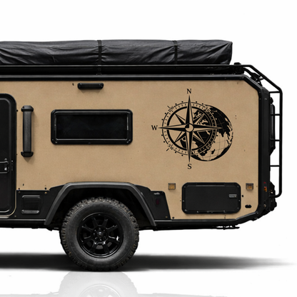 Kompass Weltkugel Aufkleber Wohnmobil | Camper Aufkleber Vanlife Sticker Reise Wohnwagen Kompass Weltkarte Outdoor